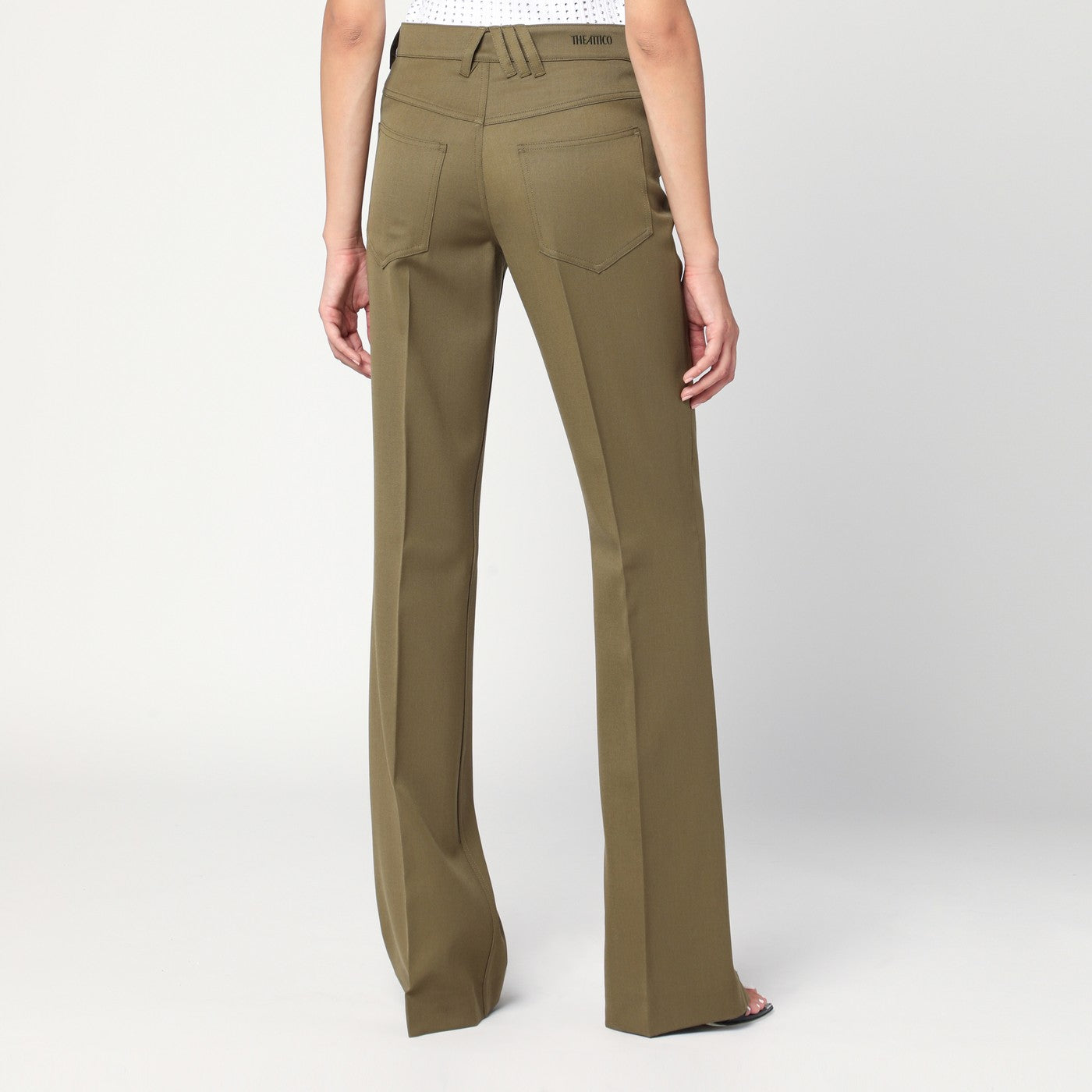 Pantalone verde militare in gabardina di lana