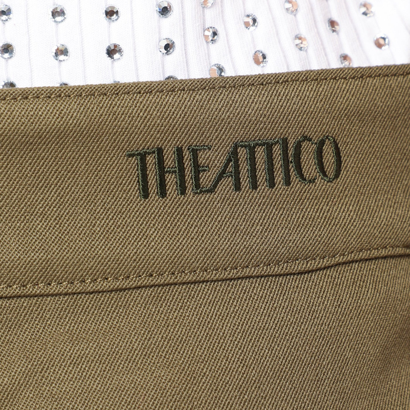 Pantalone verde militare in gabardina di lana