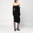 Schwarzes Midikleid aus Viskose-Crêpe