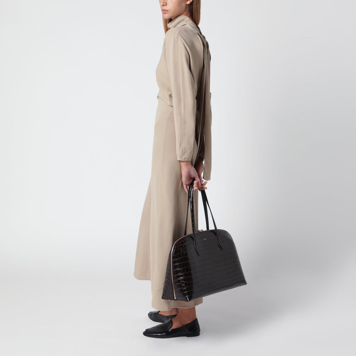 Sac cabas Garderob en cuir chocolat foncé