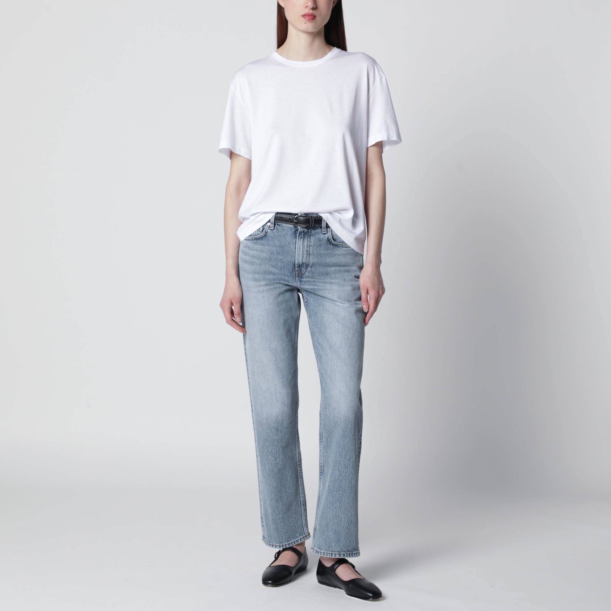 Jeans effetto slavato in denim organico
