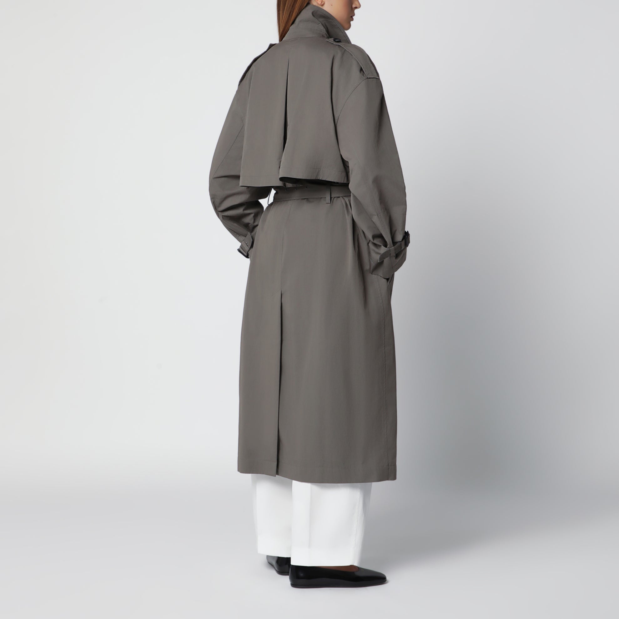 Trench doppiopetto taupe in misto cotone