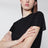 Black silk crêpe T-shirt