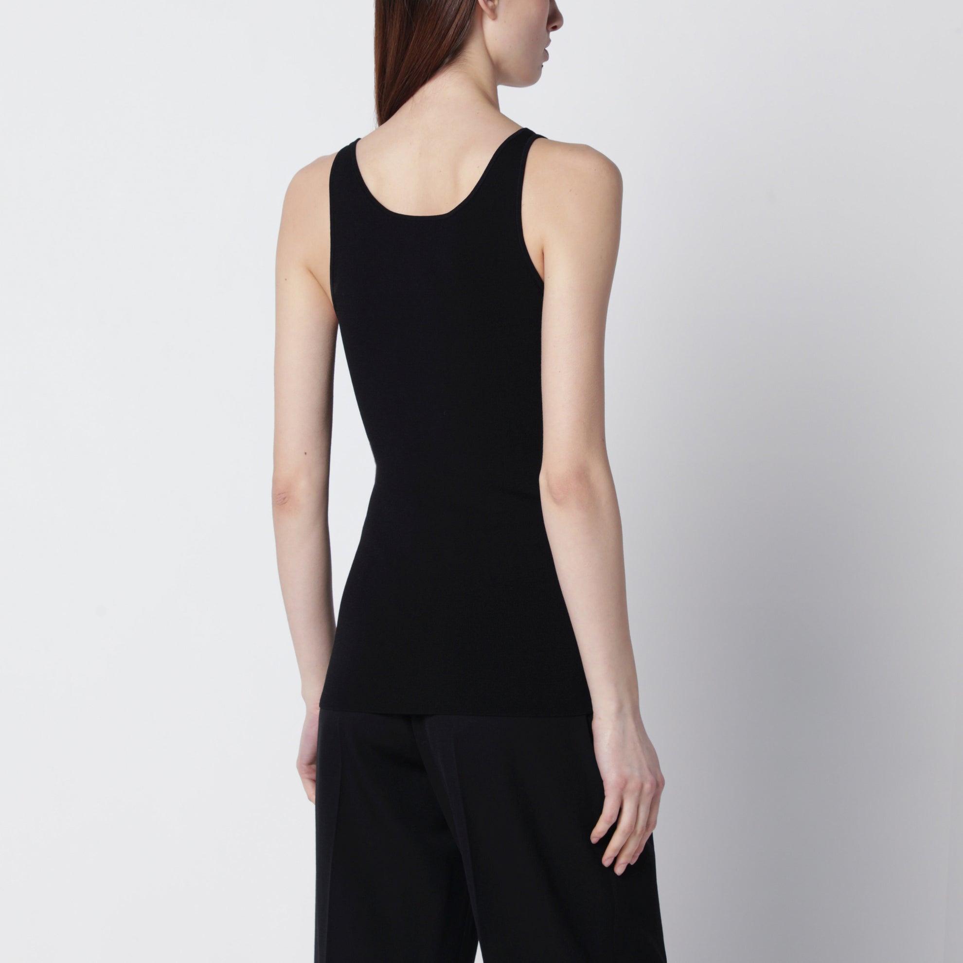 Black fitted compact knit tank top