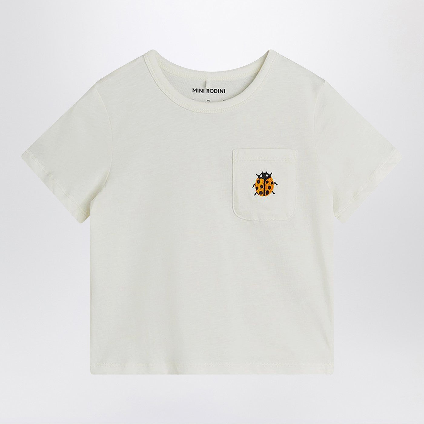 T-shirt blanc avec broderie coccinelle