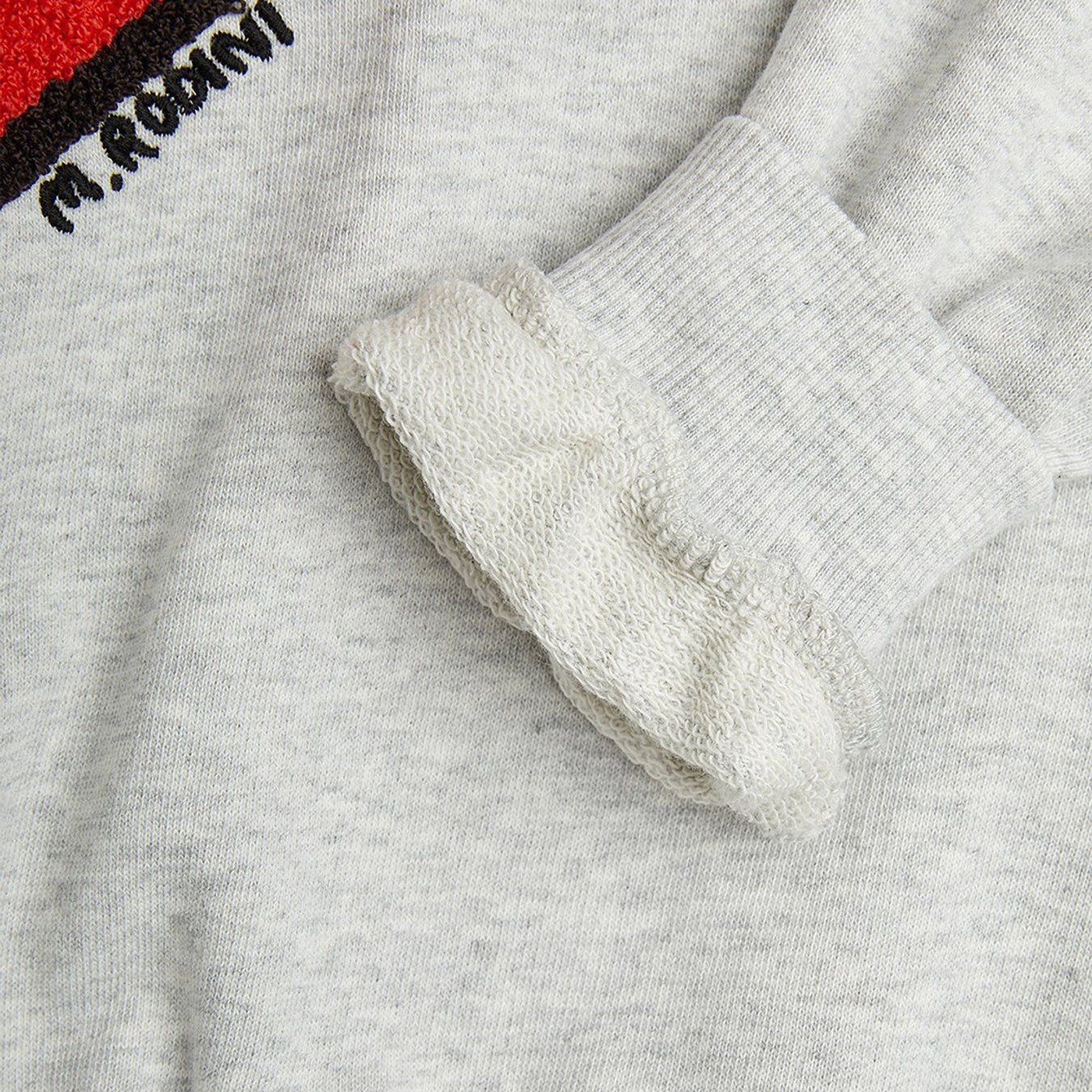 Sweat gris avec cœur et flèche en velours côtelé
