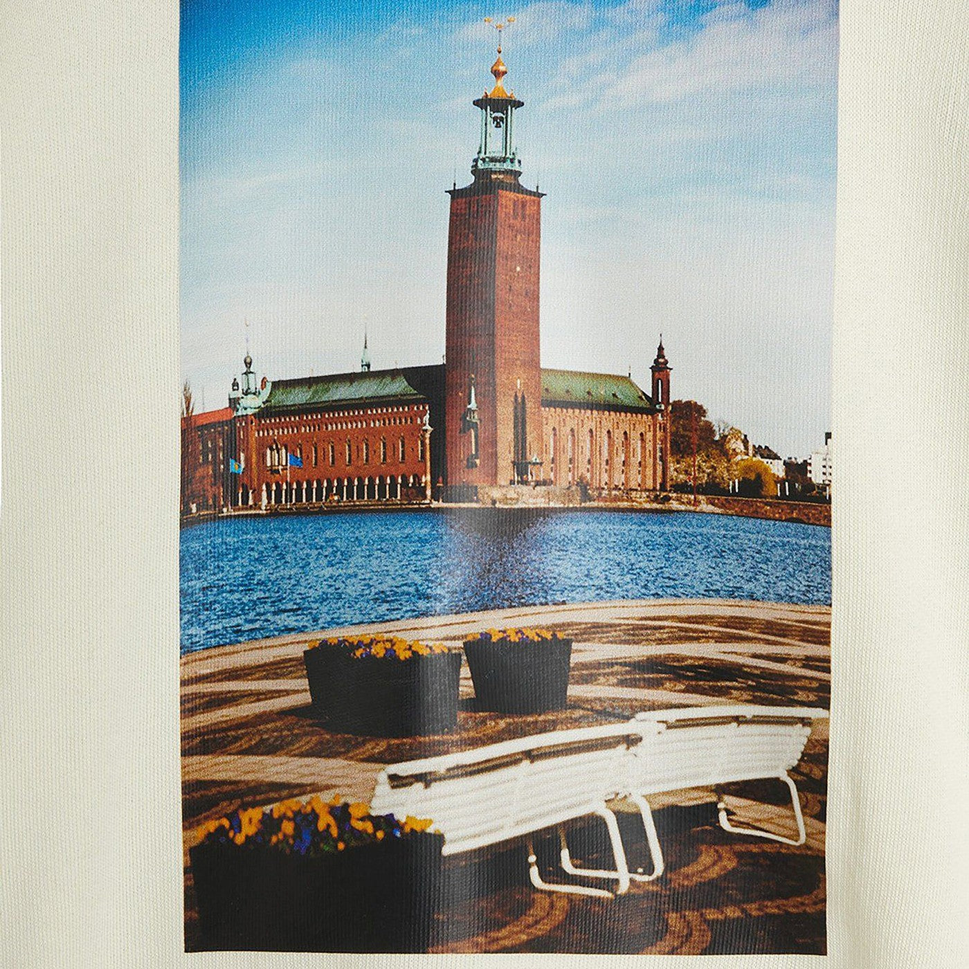 White sweatshirt with municipal print