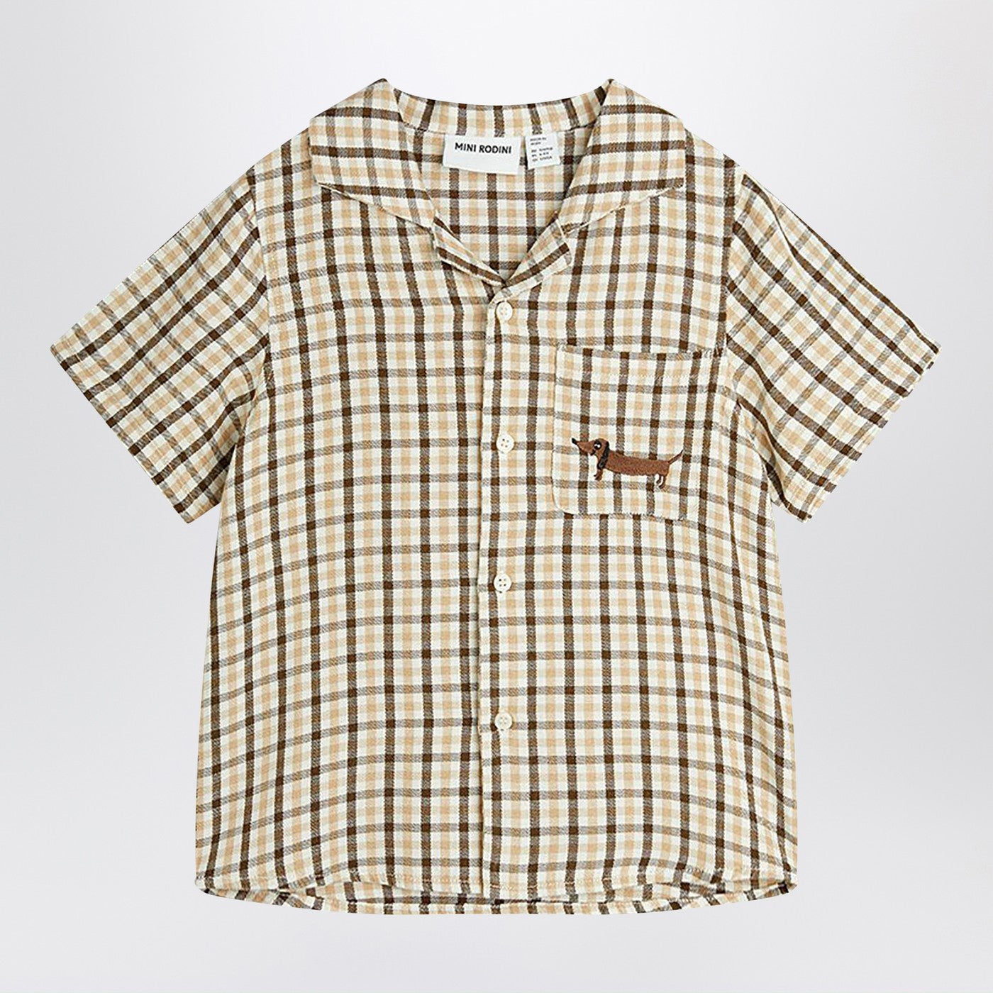 Beige Hemd mit Karomuster