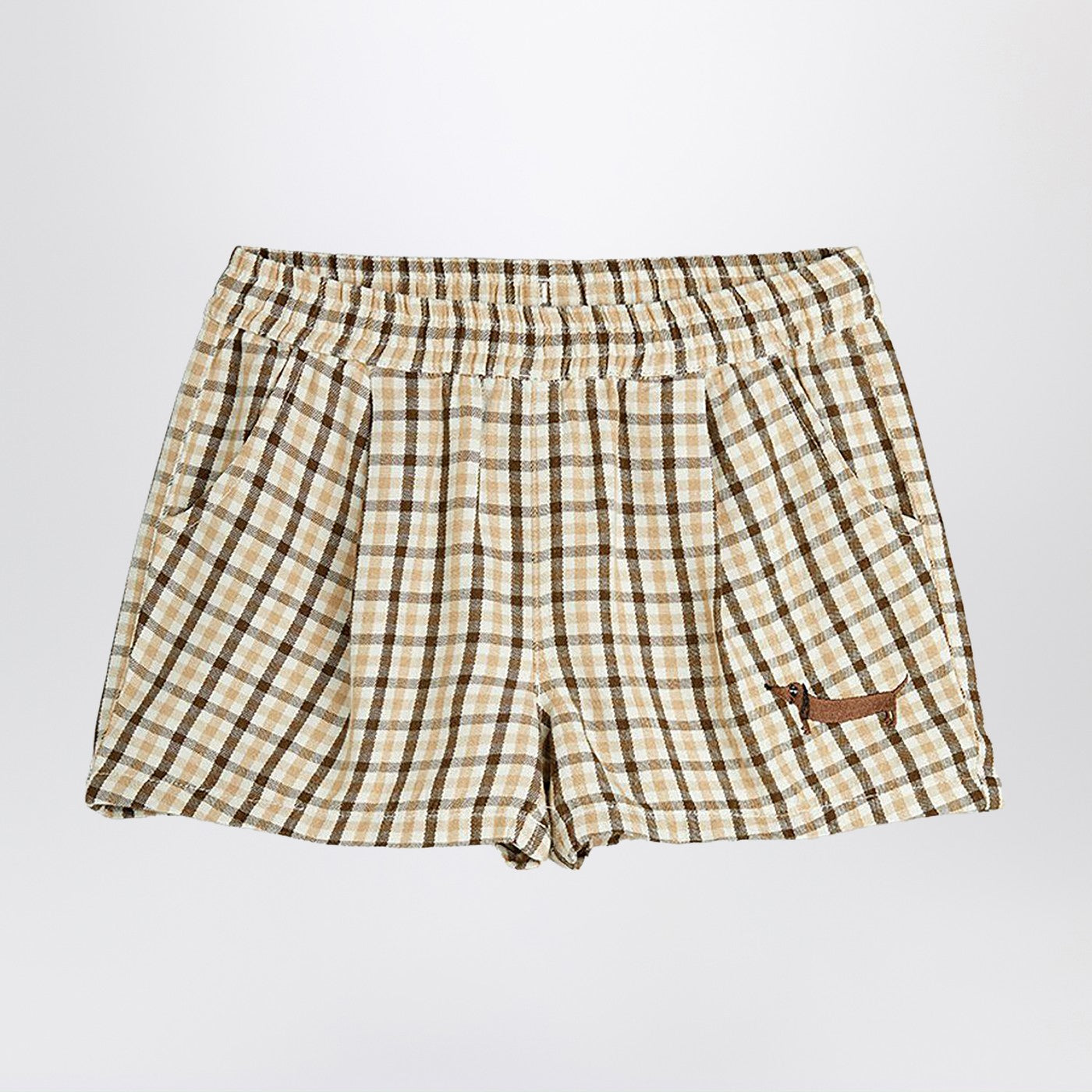 Shorts beige à motif à carreaux