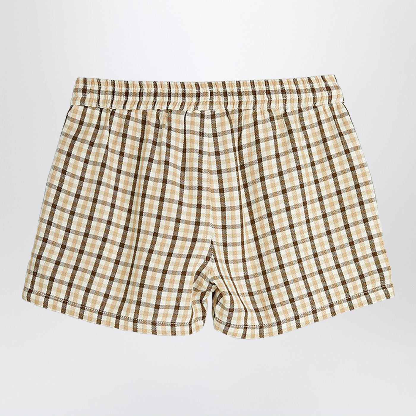 Shorts beige à motif à carreaux