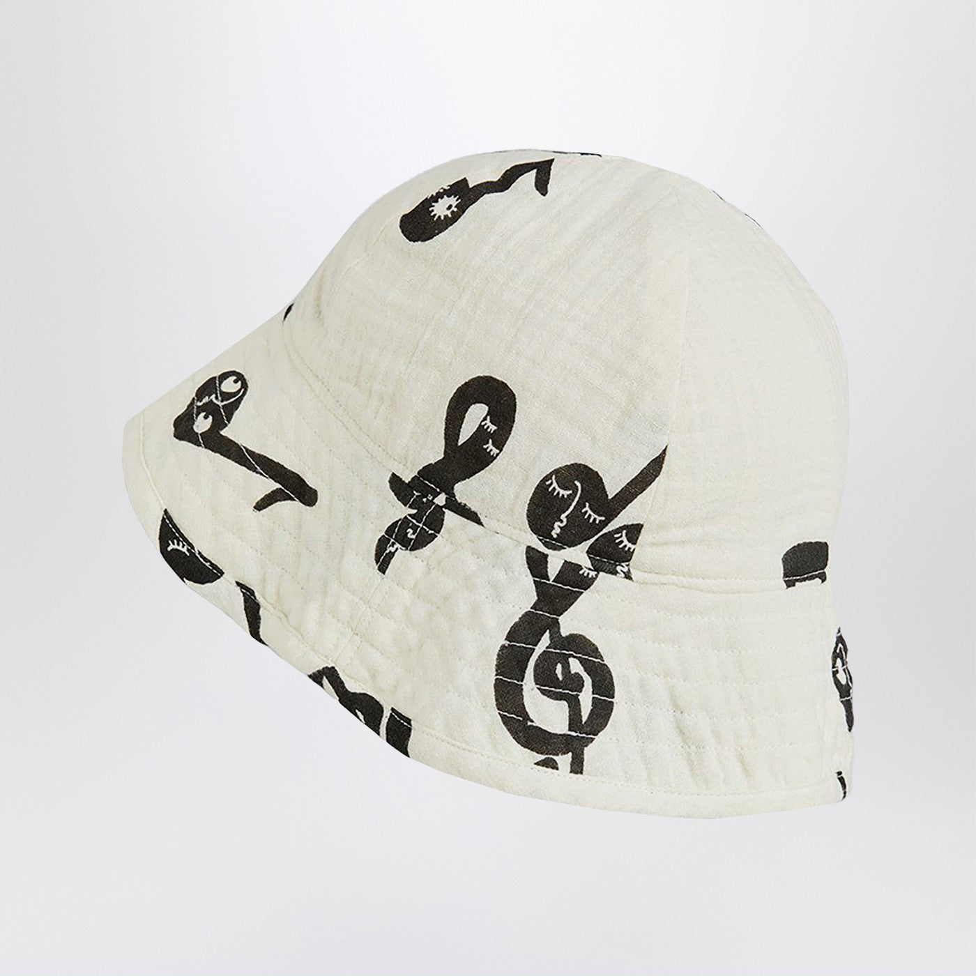 Chapeau blanc avec notes de musique