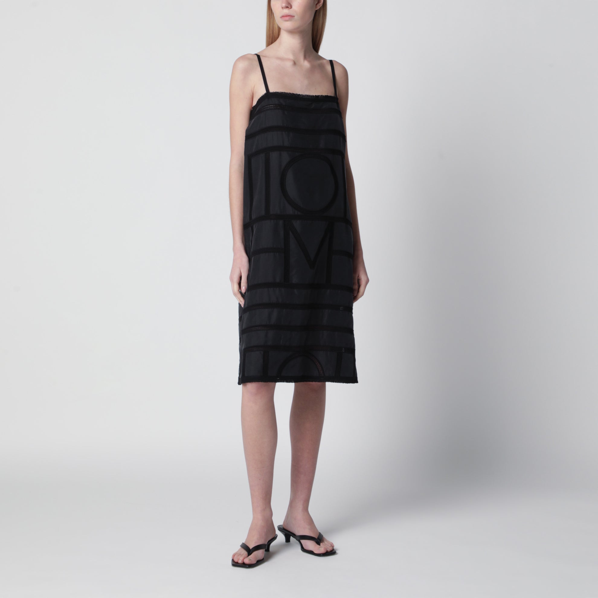 Monogram-Kleid aus Seide in Schwarz