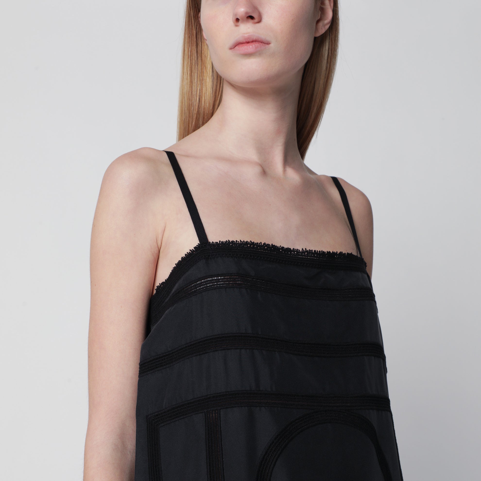 Monogram-Kleid aus Seide in Schwarz
