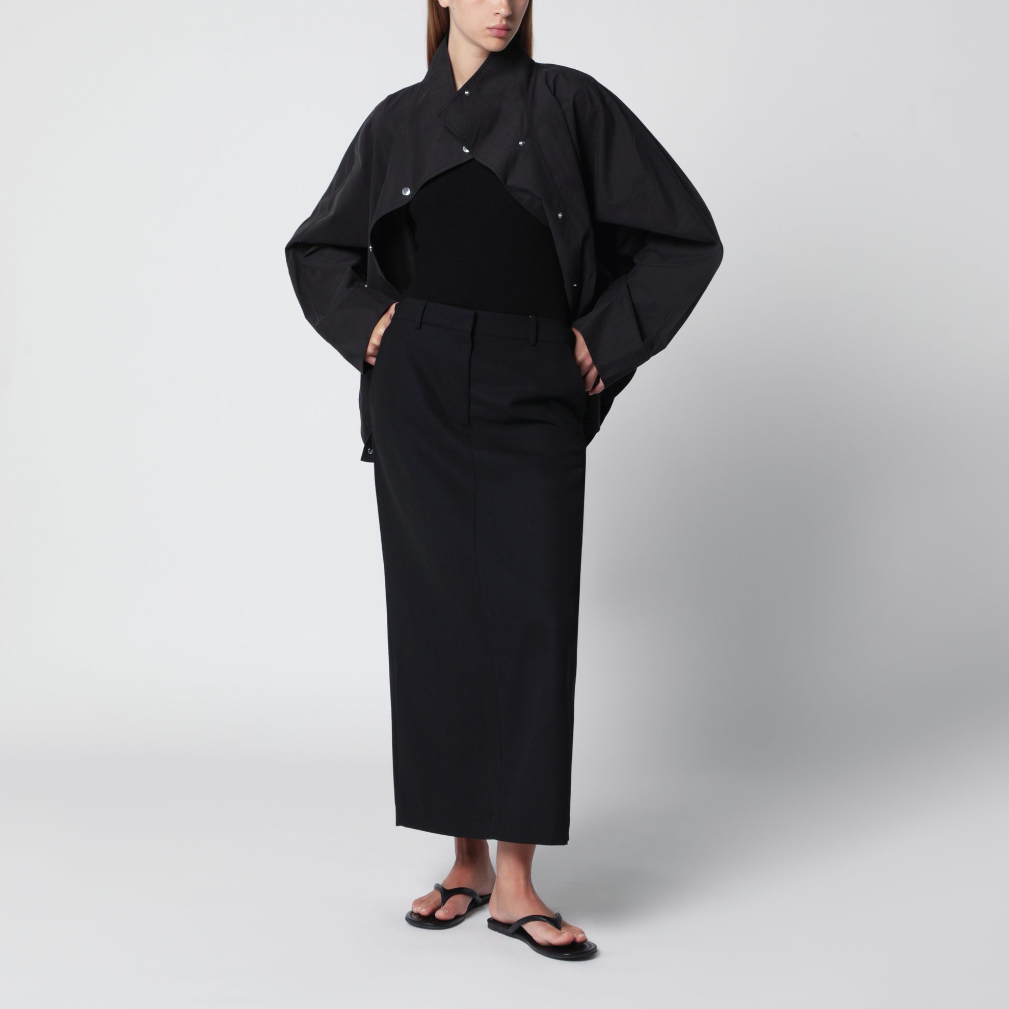 Black cotton-blend windbreaker jacket