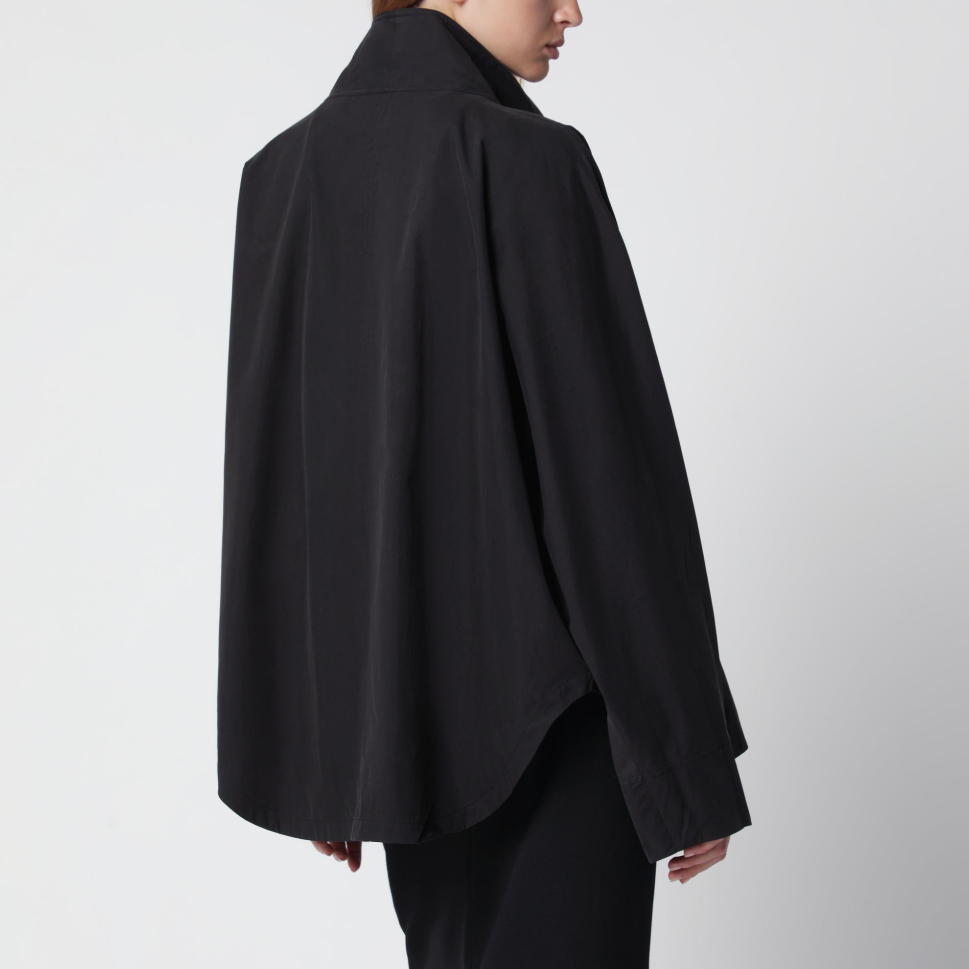 Black cotton-blend windbreaker jacket