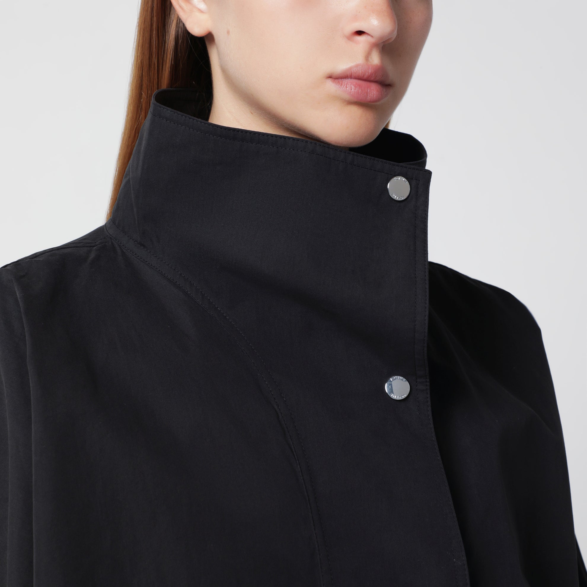 Black cotton-blend windbreaker jacket