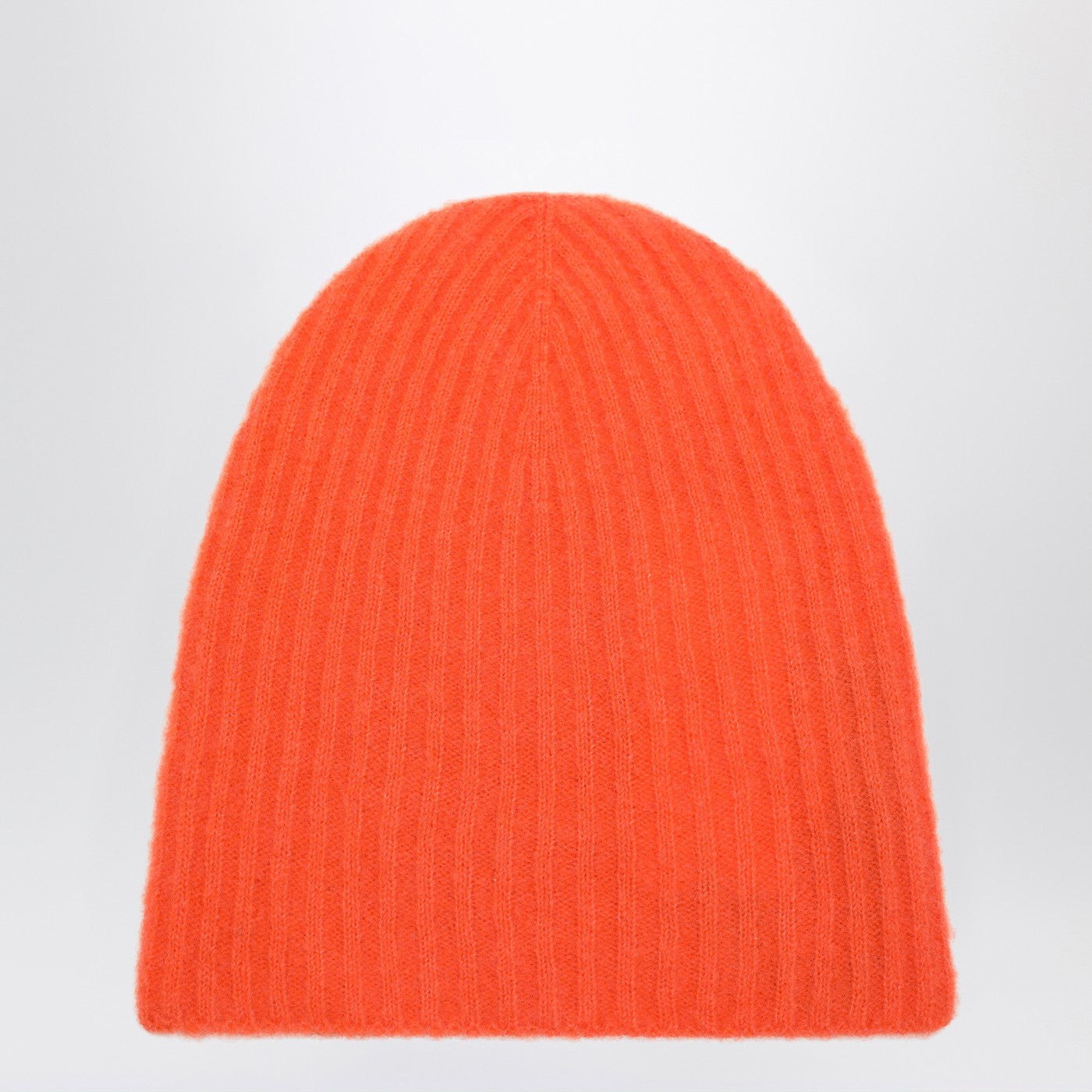 Chapeau orange en cachemire côtelé