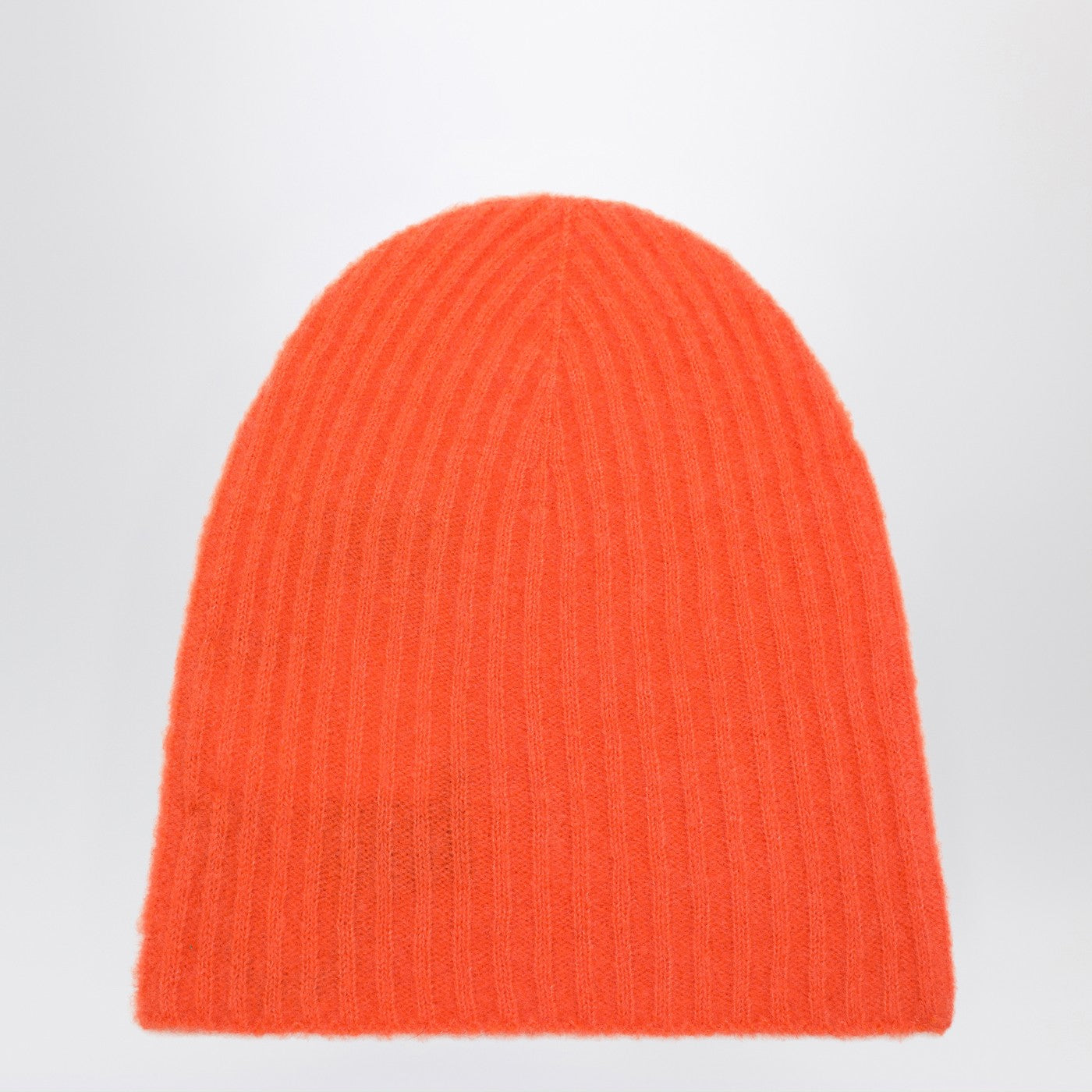 Chapeau orange en cachemire côtelé