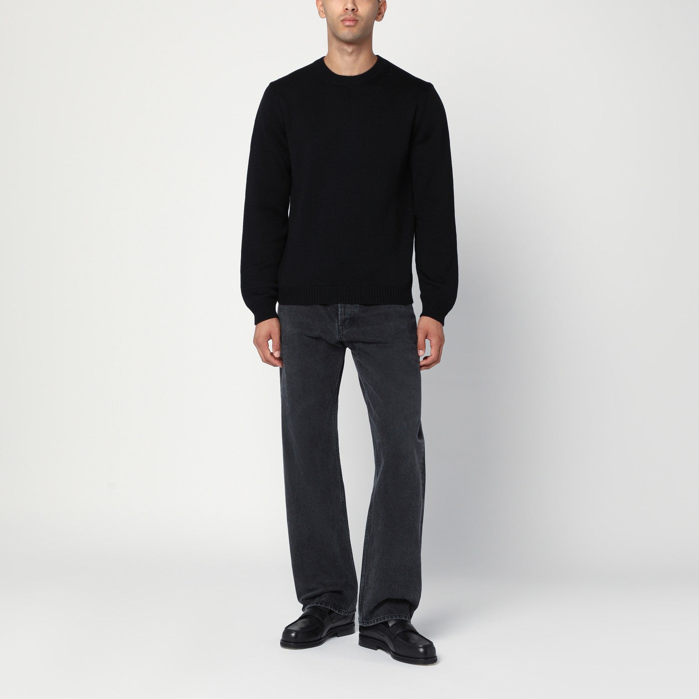 Roberto Collina Black crew neck wool sweater | TheDoubleF