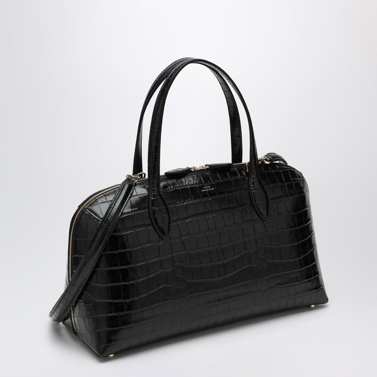 Borsa a tracolla nera in pelle
