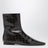 Bottines Chelsea zippées en cuir effet crocodile marron