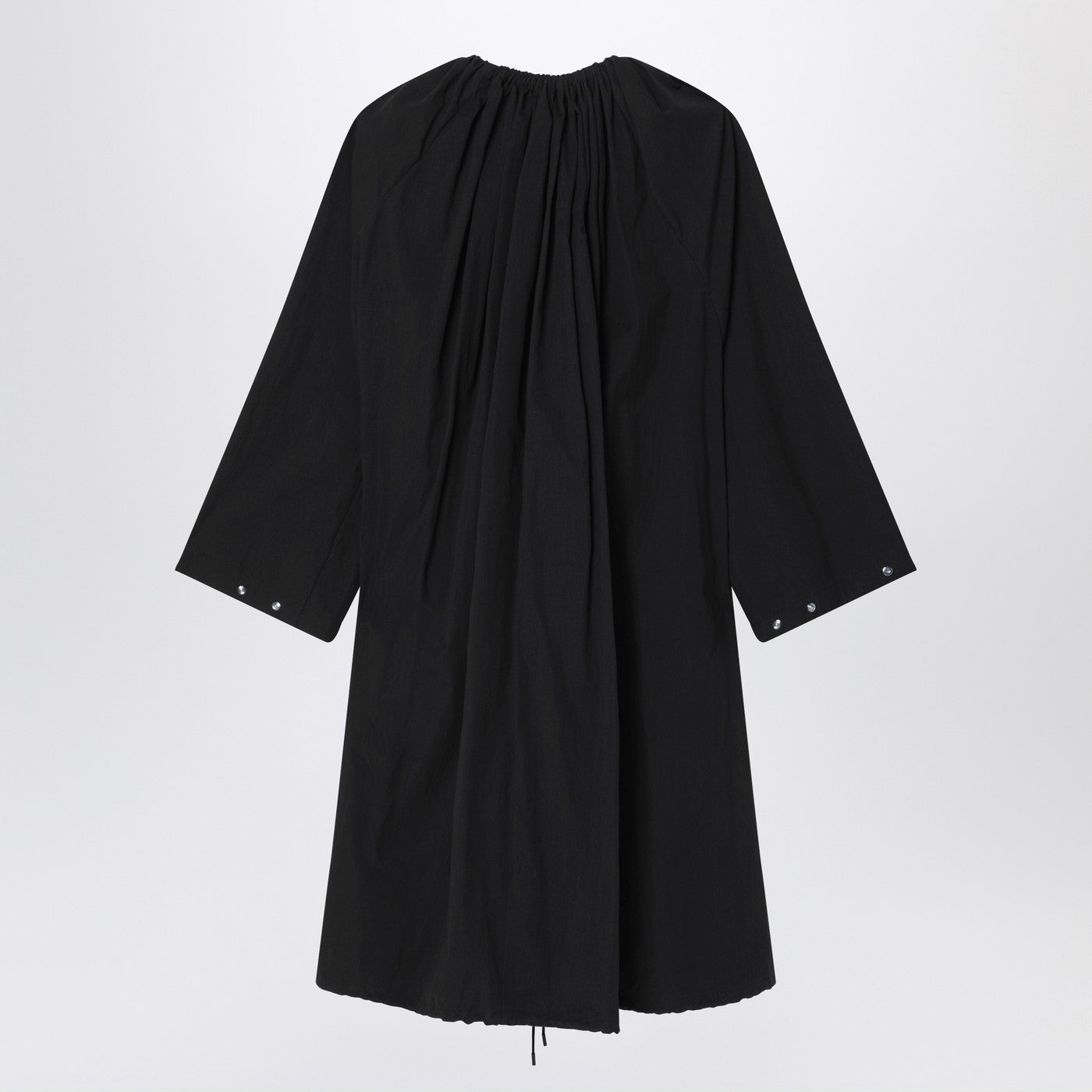 Cappotto arricciato nero in misto cotone