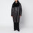 Oversized dark brown sheepskin coat