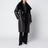Oversized dark brown sheepskin coat