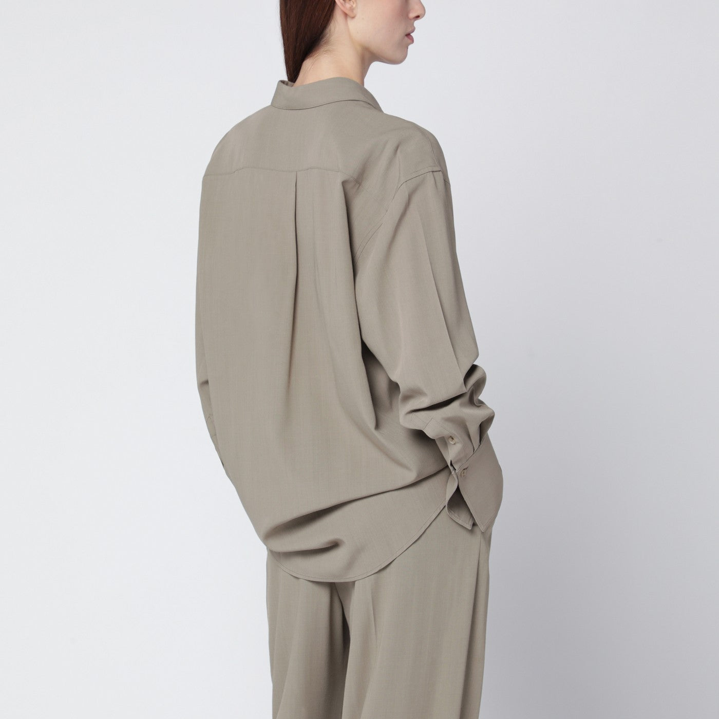 Taupe wool-blend shirt