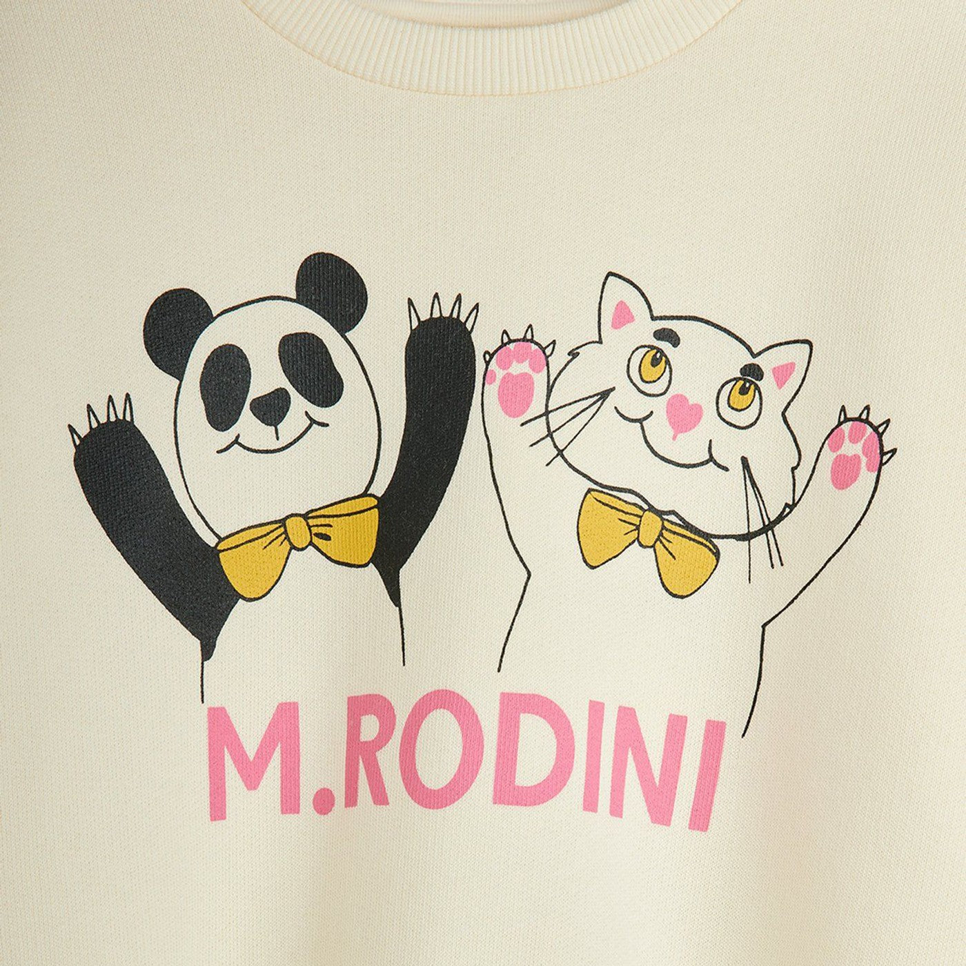 Felpa avorio con stampa panda e gatto
