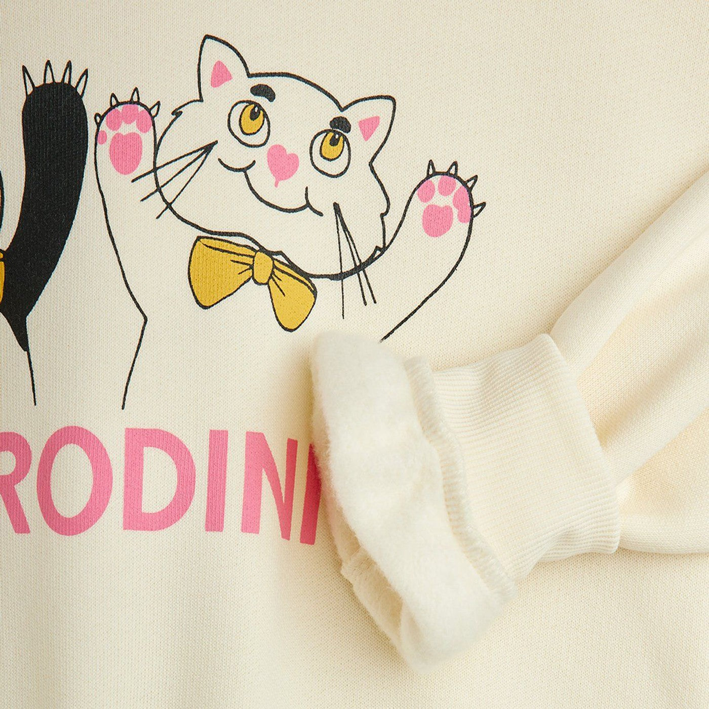 Felpa avorio con stampa panda e gatto