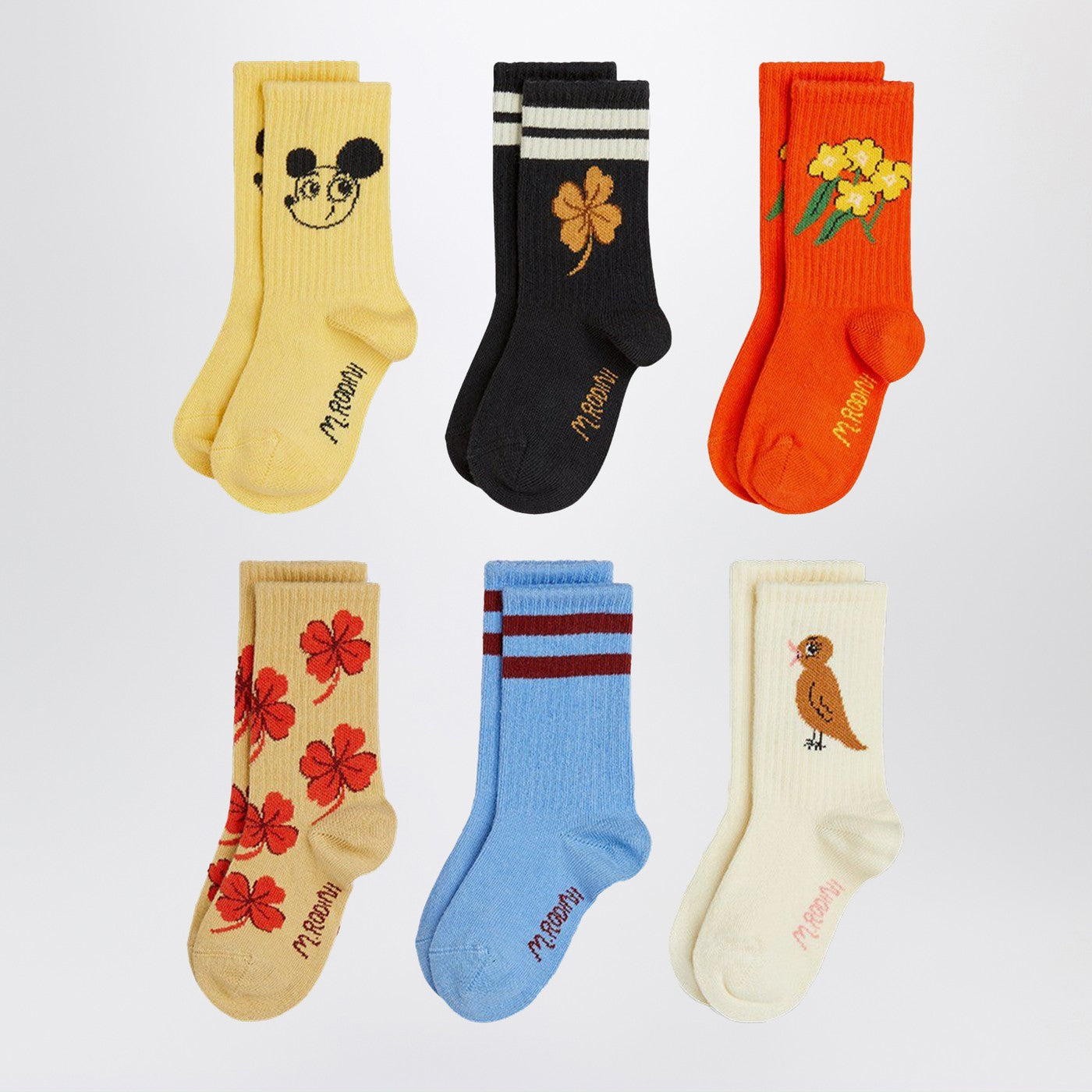 Six pairs of colourful cotton-blend socks