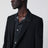 Black single-breasted jacket with denim insert