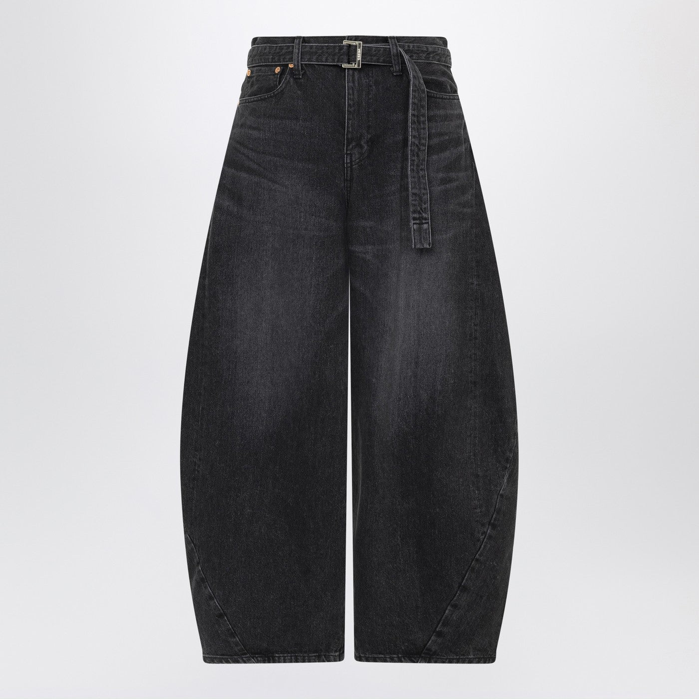 Schwarze Denim-Hose mit weitem Bein