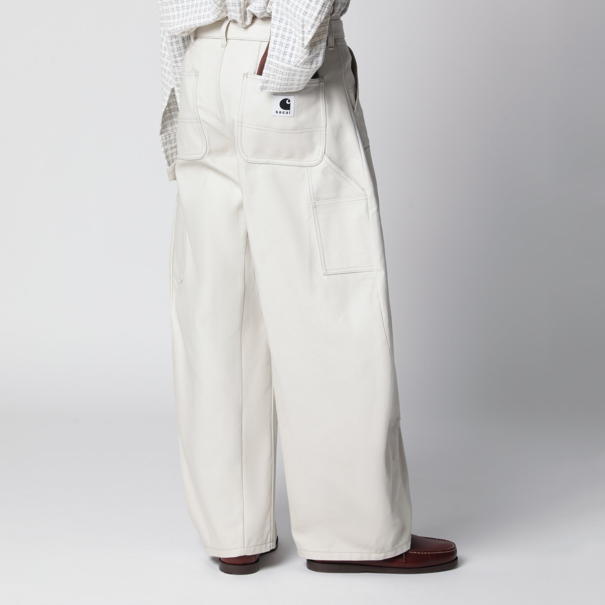 Pantaloni arrotondati cargo avorio in cotone