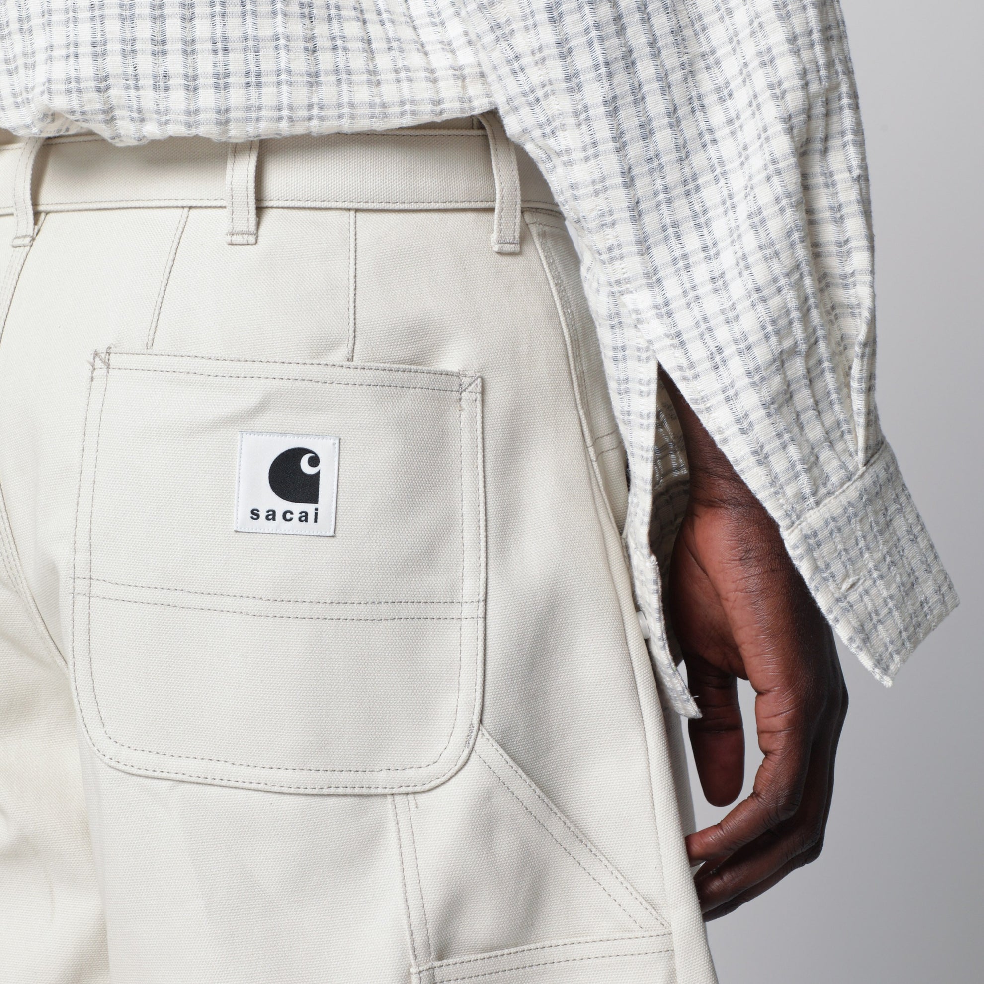 Pantaloni arrotondati cargo avorio in cotone