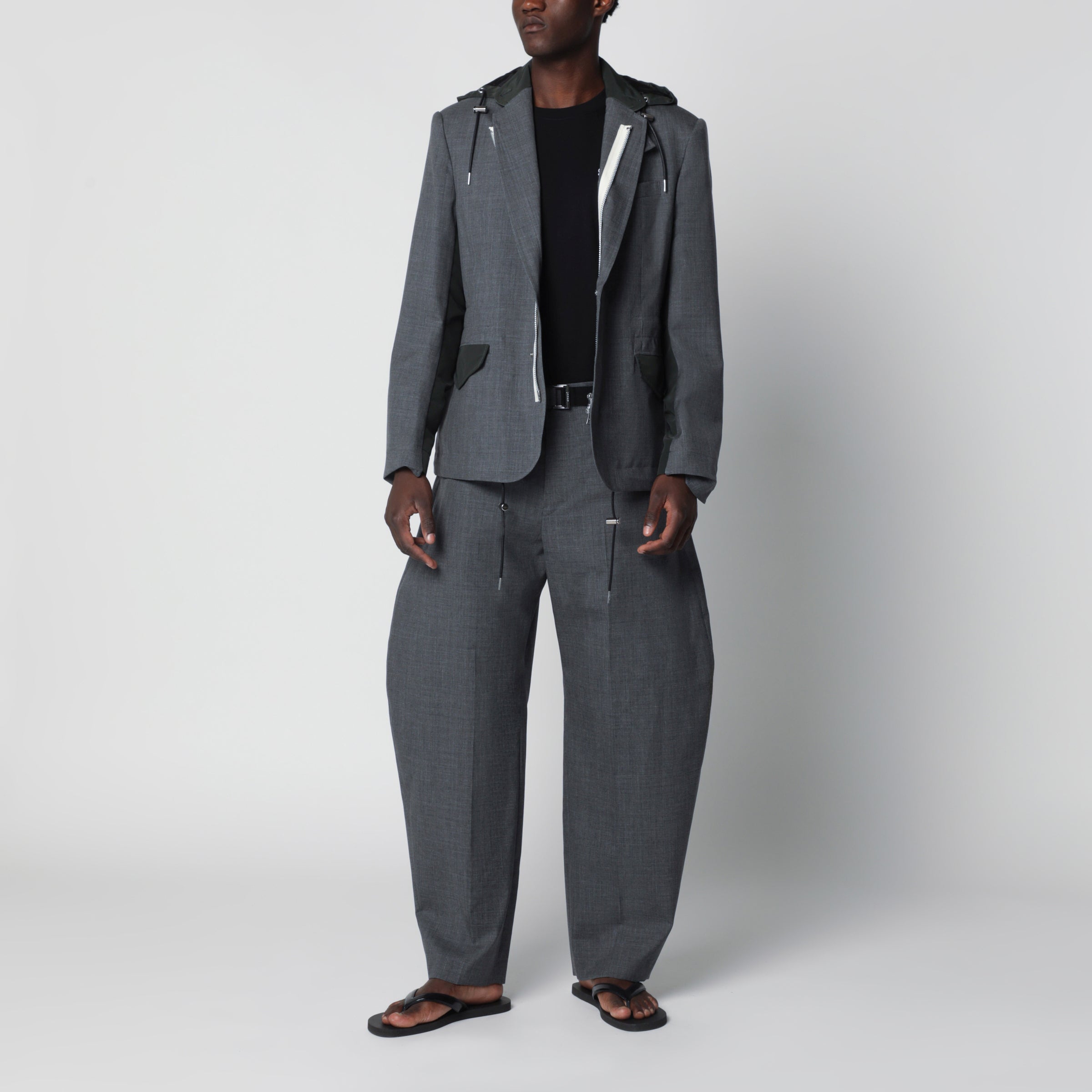 Sacai Grey/khaki wool and nylon jacket | TheDoubleF