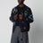 Brown wool jacket with floral pattern