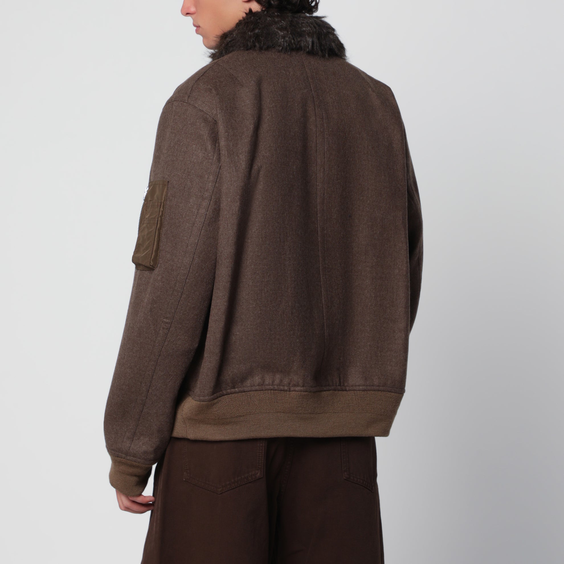 Brown Melton Wool Blouson Jacket