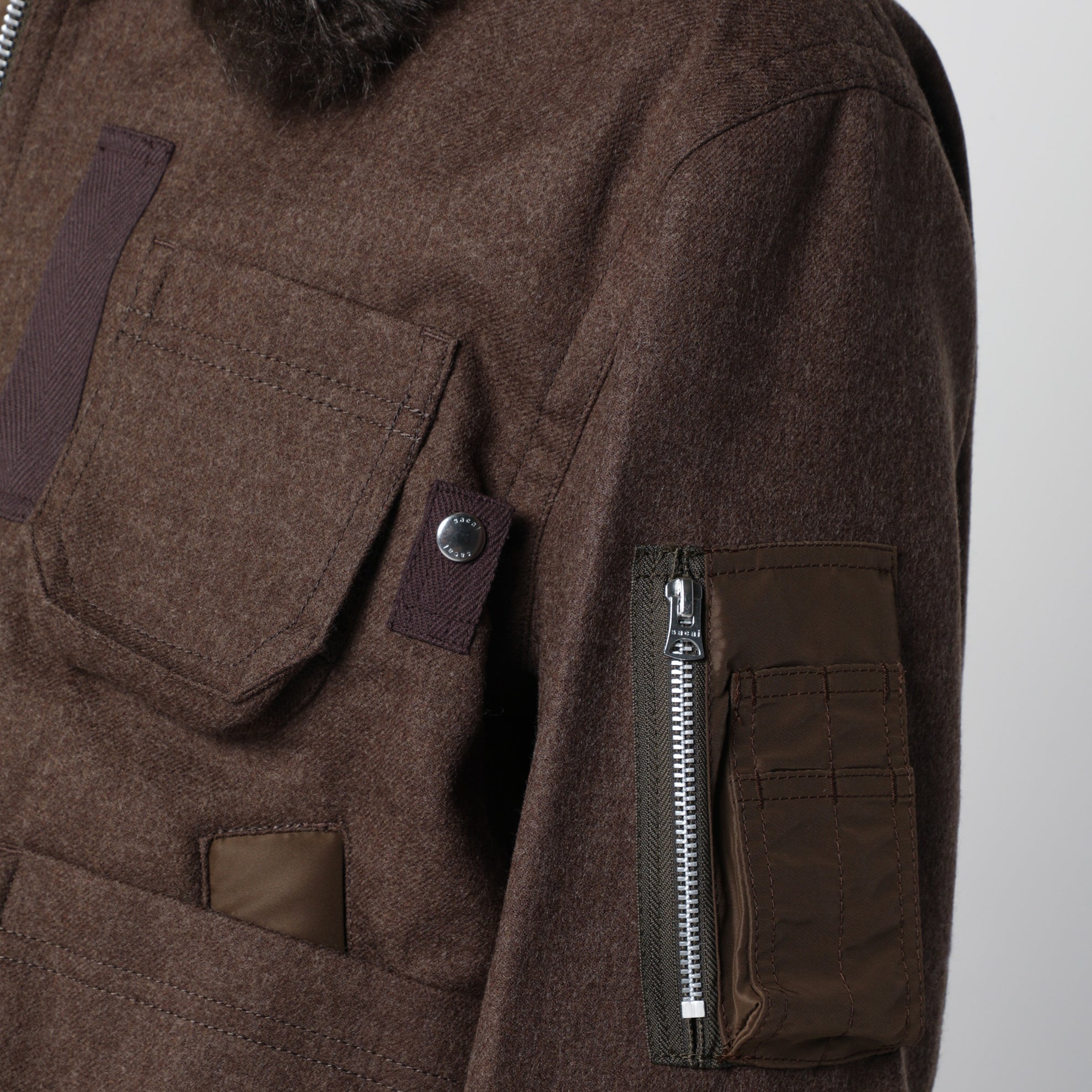 Brown Melton Wool Blouson Jacket