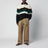 Multicolour gradient striped polo sweater