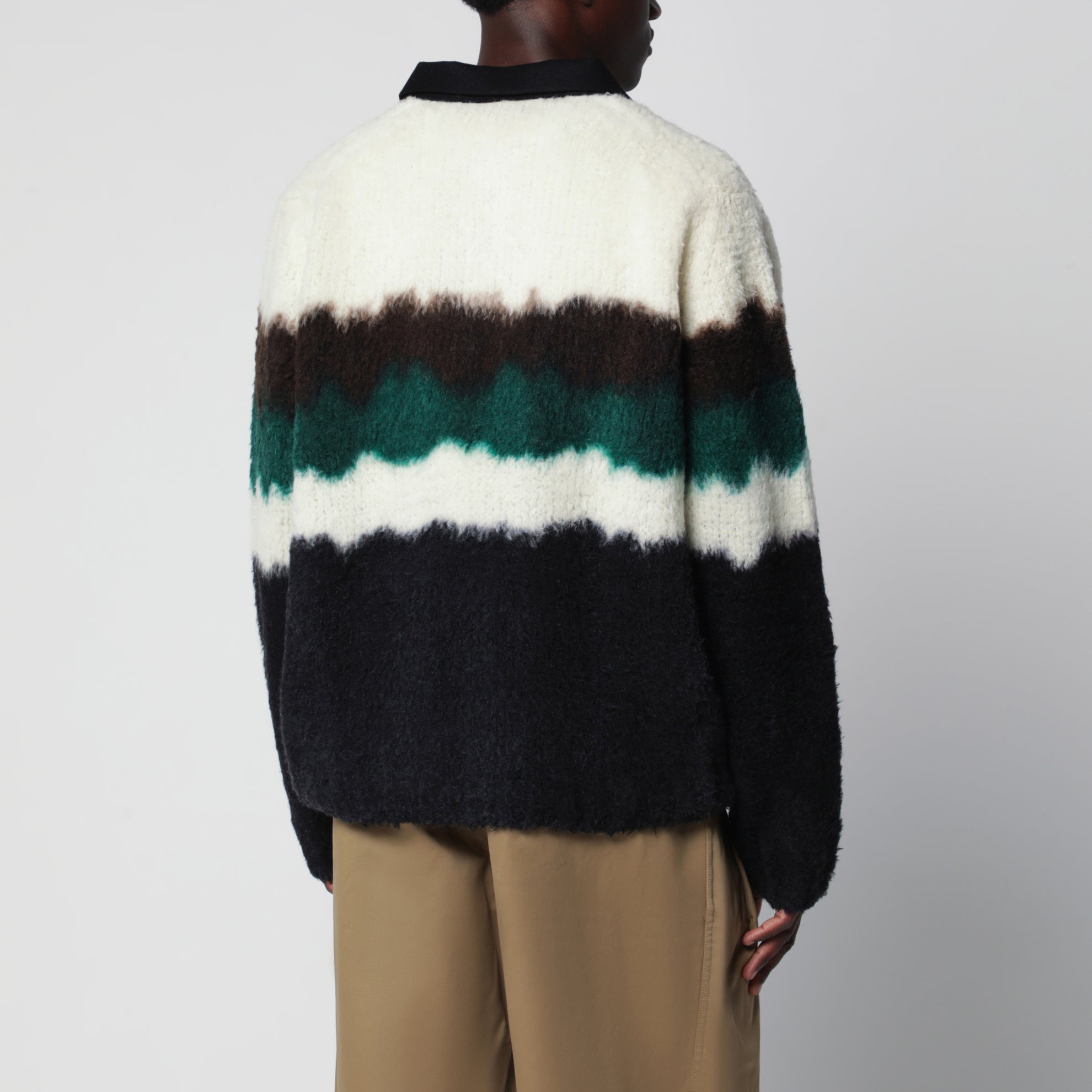 Multicolour gradient striped polo sweater