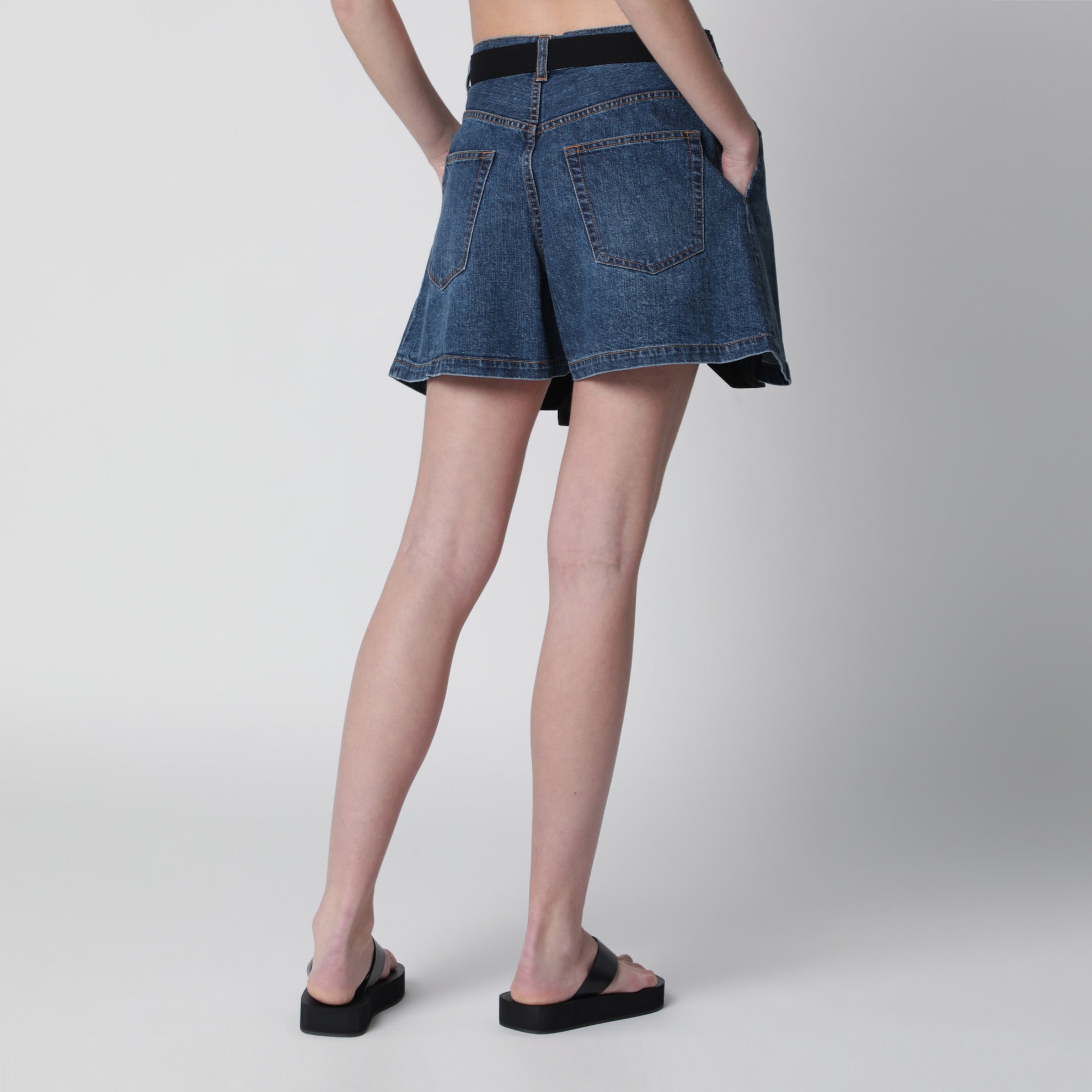 Short en laine et denim noir