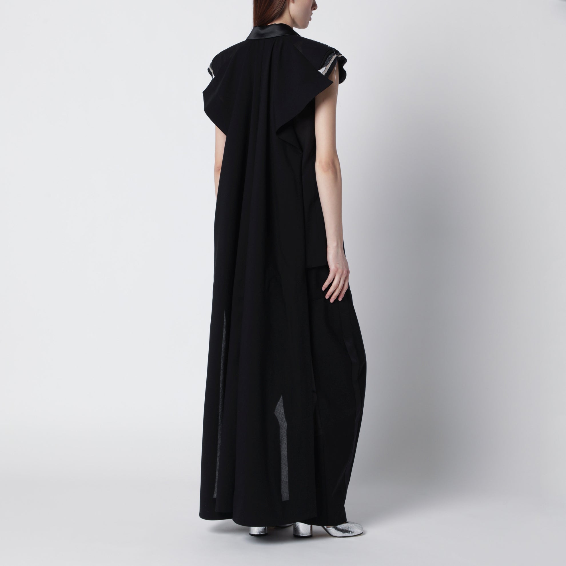 Black wool organza vest