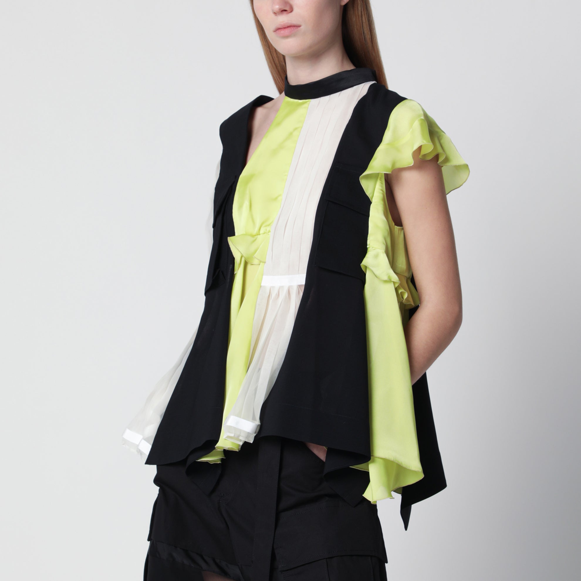Fabric Mix sweater Navy/Yellow