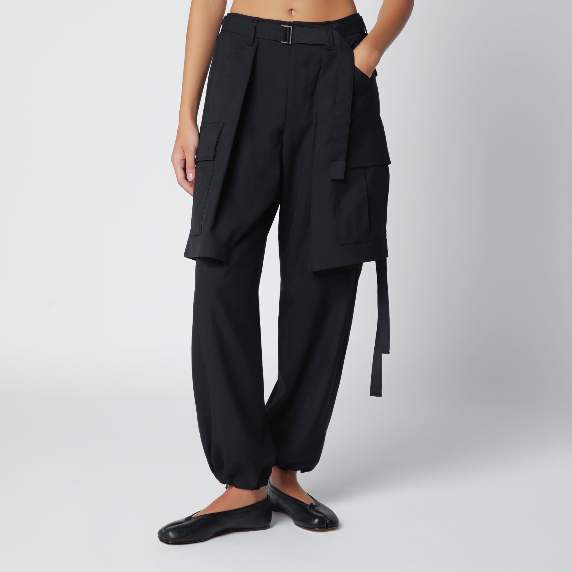 Wool-blend cargo trousers