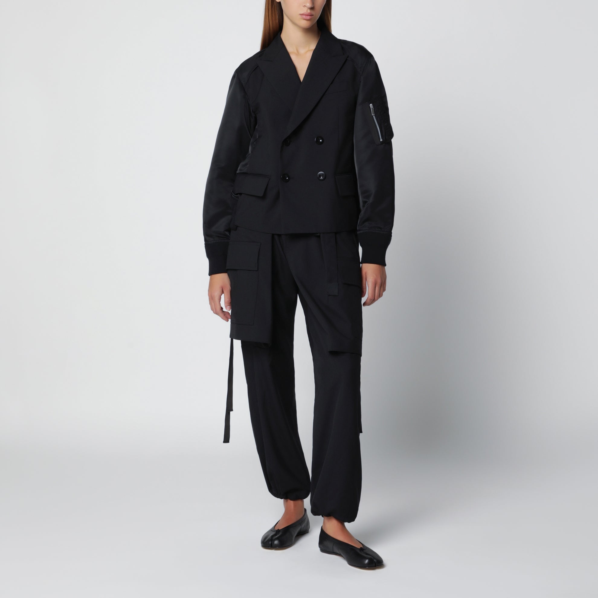 Wool-blend cargo trousers