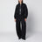 Black satin-effect nylon zip bomber jacket