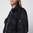 Black satin-effect nylon zip bomber jacket