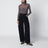 Pantalon taille haute bleu marine en coton